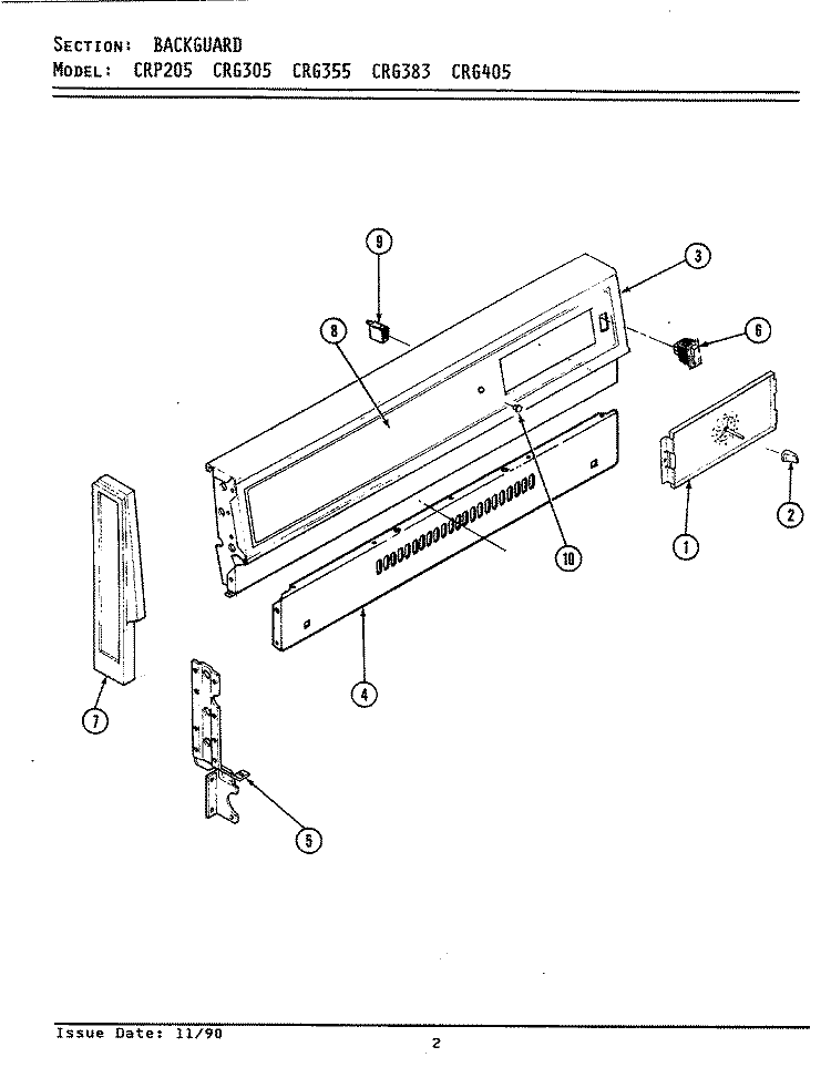 CONTROL PANEL Diagram and Parts List for CRG355  Maytag Range