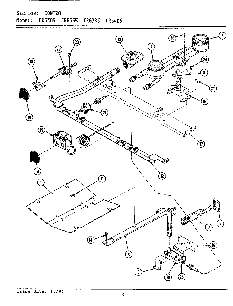 CONTROL Diagram and Parts List for CRG355  Maytag Range
