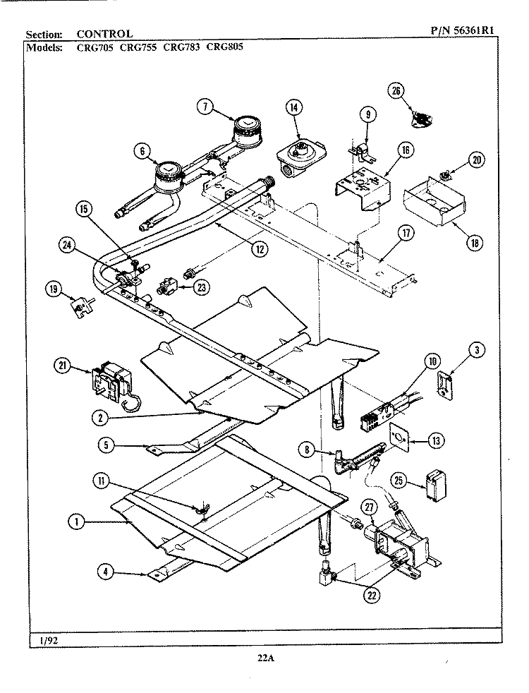 BROILER DRAWER Diagram and Parts List for CRG355  Maytag Range