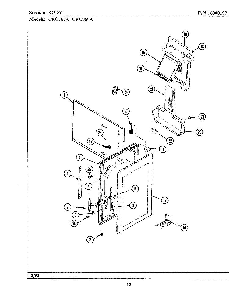 BODY (xCRG760A xCRG860A) Diagram and Parts List for LCRG760A  Maytag Range