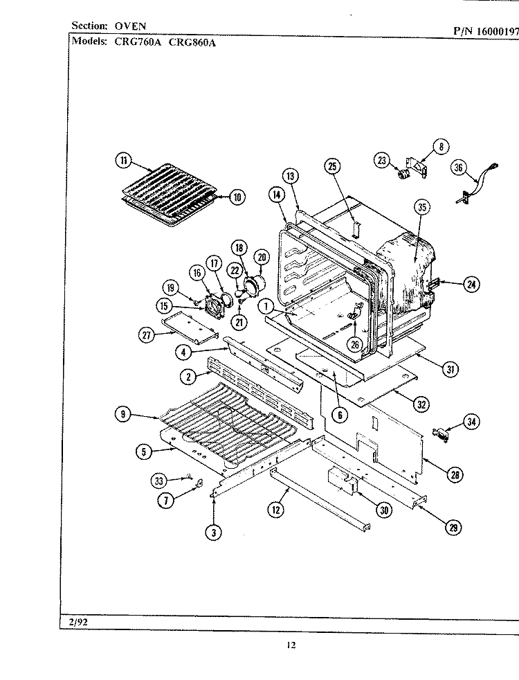 OVEN (xCRG760A xCRG860A) Diagram and Parts List for LCRG760A  Maytag Range