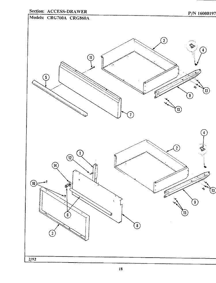 DRAWER (xCRG760A xCRG860A) Diagram and Parts List for LCRG760A  Maytag Range