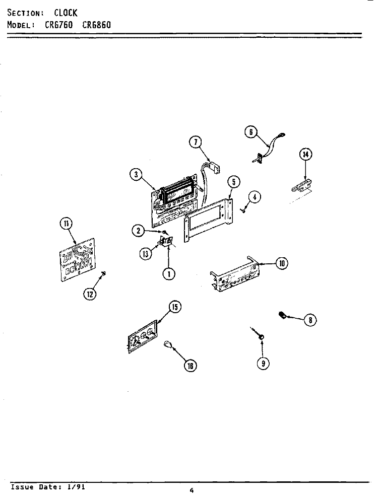 CLOCK (xCRG760 xCRG860) Diagram and Parts List for LCRG860  Maytag Range