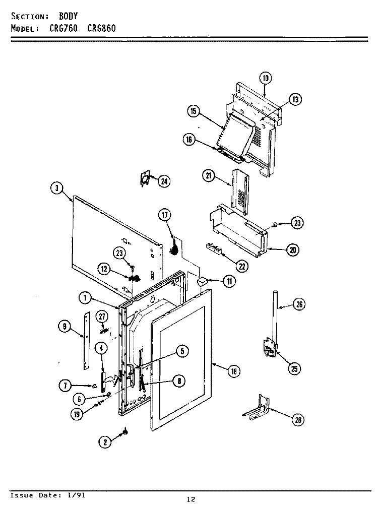BODY (xCRG760 xCRG860) Diagram and Parts List for LCRG860  Maytag Range