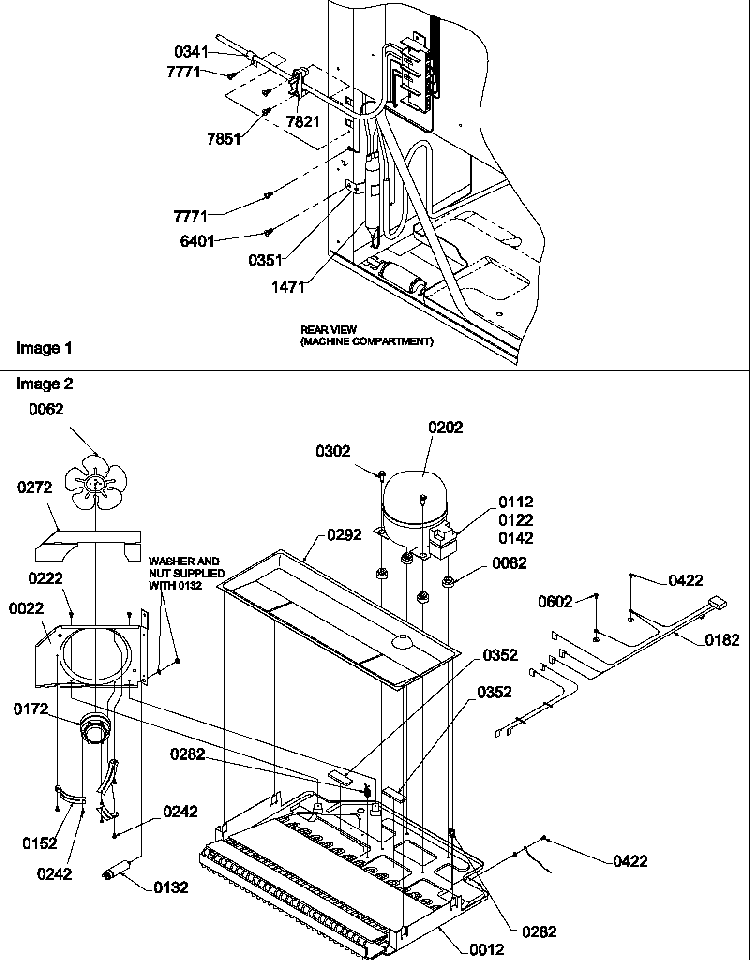 Machine Compartment Diagram and Parts List for TW518VW-P1322501WW  Amana Refrigerator