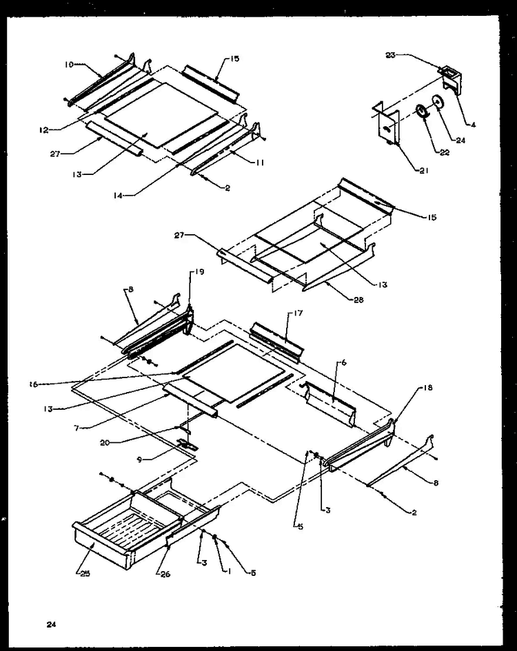 Cabinet Shelving Diagram and Parts List for TG18R2L-P1158305WL  Amana Refrigerator