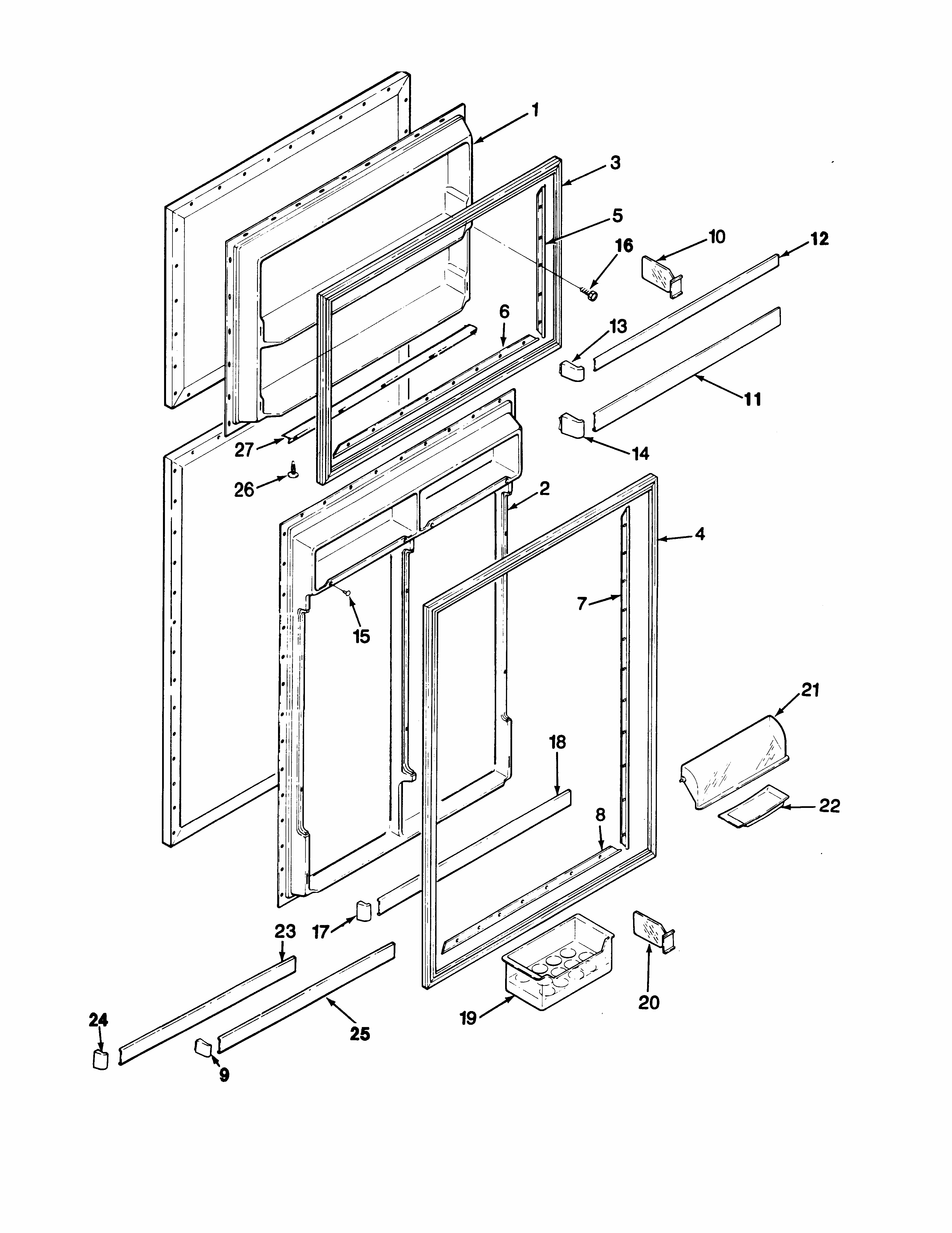 Door (inner) Diagram and Parts List for RTD17A-AH31D  Maytag Refrigerator