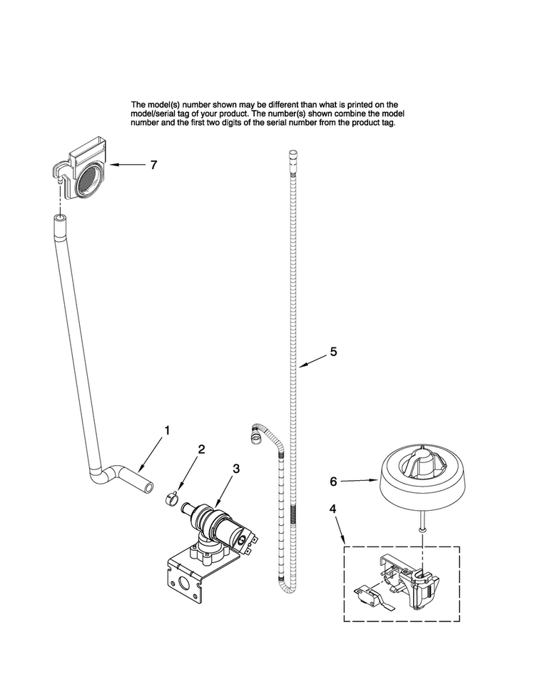 Fill And Overfill Parts Diagram and Parts List for JDB1095AWS41  Jenn-Air Dishwasher
