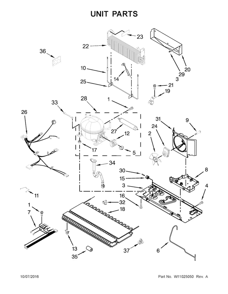 Unit Parts Diagram and Parts List for MFI2269FRZ02  Maytag Refrigerator