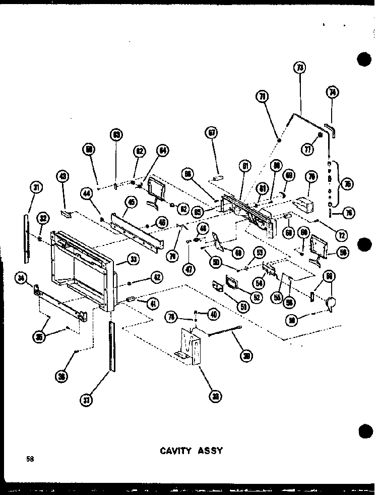 Cavity Assy Diagram and Parts List for SRI19W-AG-P60340-24WG  Amana Refrigerator
