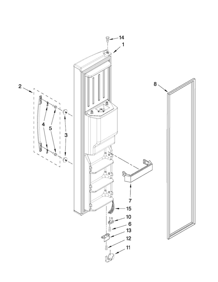 Freezer Door Parts Diagram and Parts List for MSD2559XEB03  Maytag Refrigerator