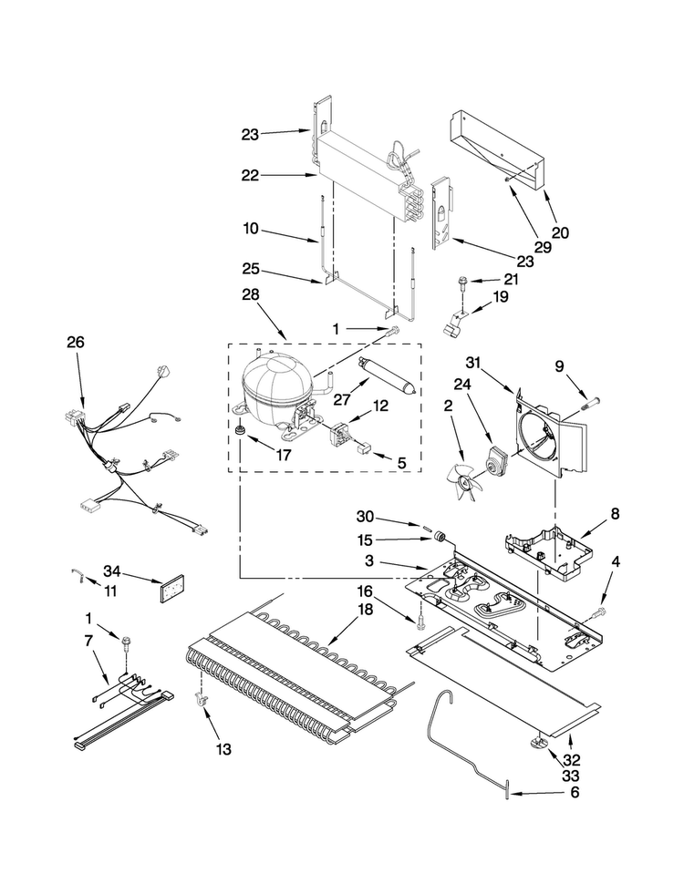 Unit Parts Diagram and Parts List for AFD2535FES6  Amana Refrigerator