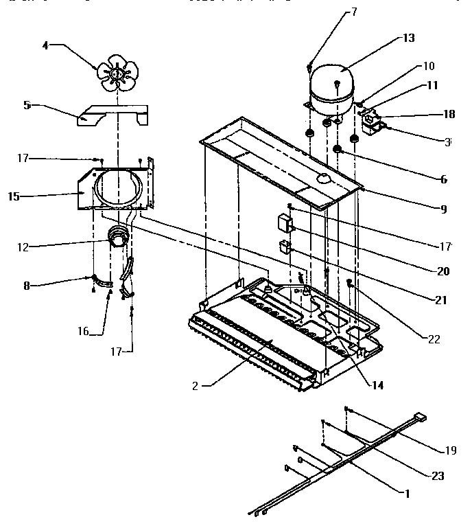 Compressor Compartment Diagram and Parts List for TS18R2-P1158411W  Amana Refrigerator