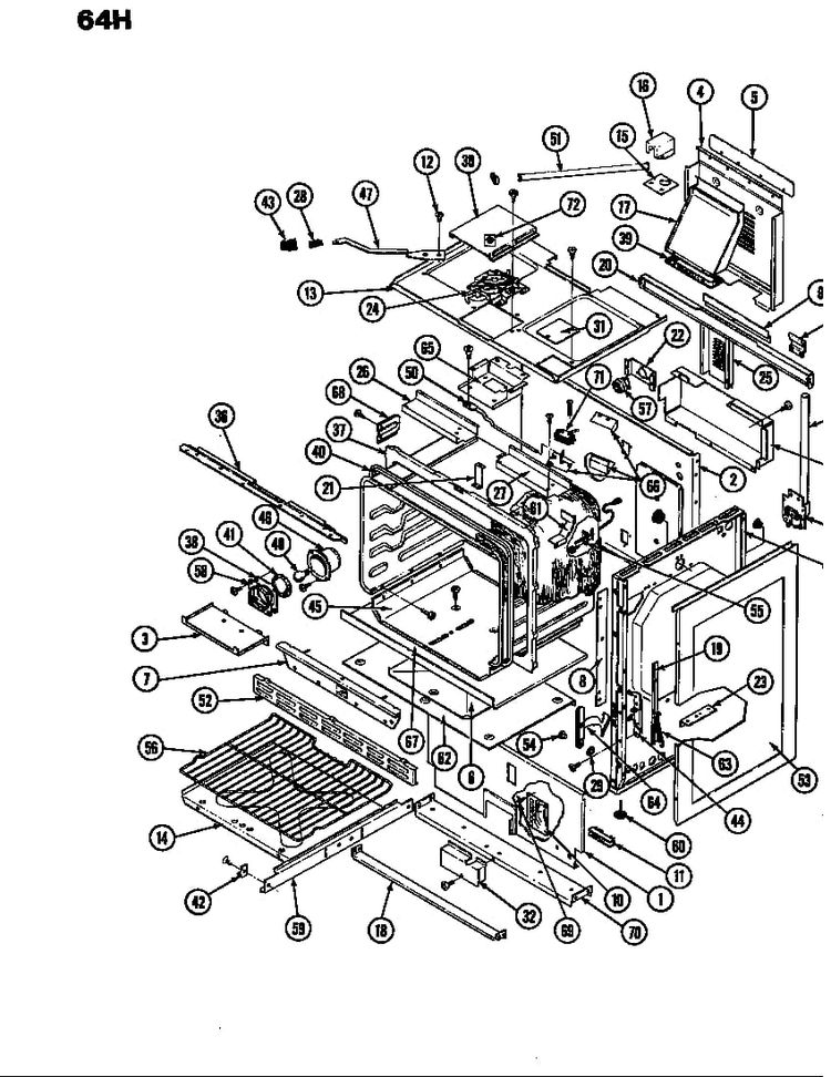 Body Parts Diagram and Parts List for 64HN-4TKVW-EV  Magic Chef Range