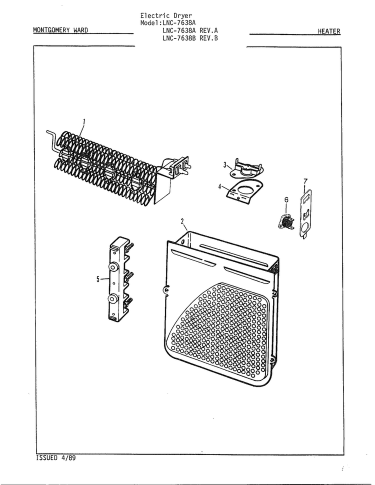 Automatic Dryer Diagram and Parts List for 7638A  Norge Dryer