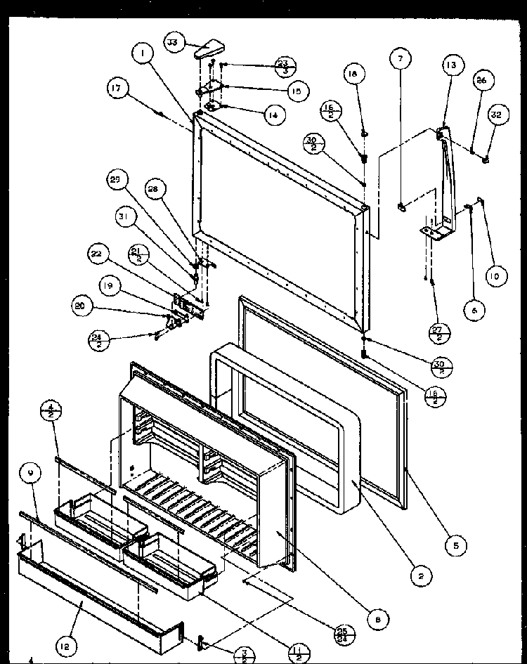 Fz Door Diagram and Parts List for TZ21Q2W-P1111713WW  Amana Refrigerator
