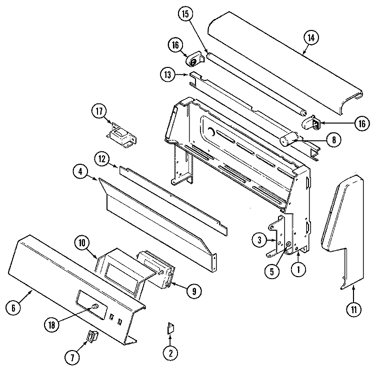 CONTROL PANEL Diagram and Parts List for CRG8600AAW  Maytag Range