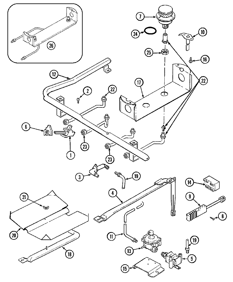 GAS CONTROLS Diagram and Parts List for CRG9800AAE  Maytag Range