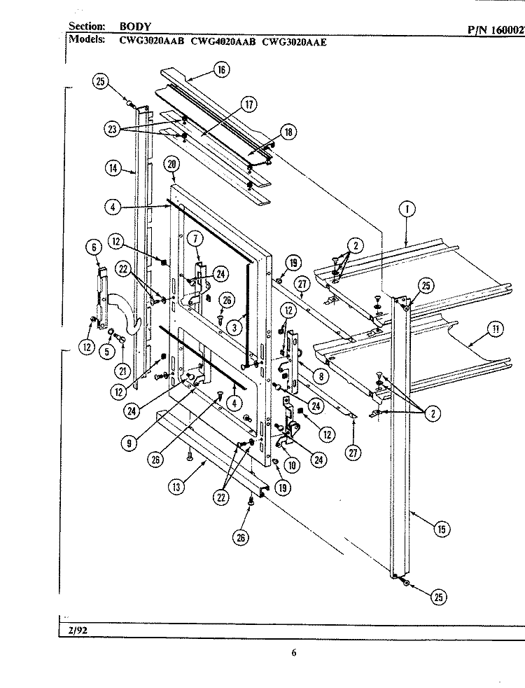BODY Diagram and Parts List for CWG3020AAB  Maytag Wall Oven