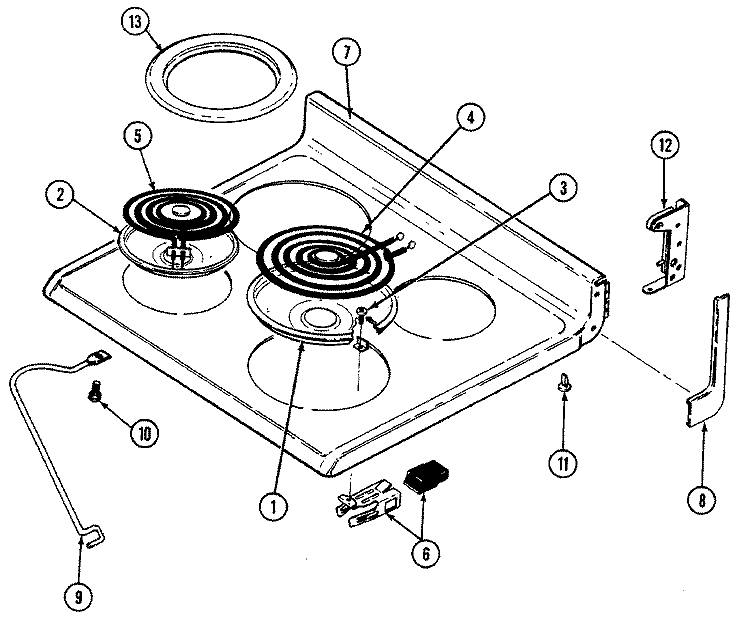 TOP ASSEMBLY (CRE9500ACE, CRE9500ADE) Diagram and Parts List for CRE9500ACE  Maytag Range