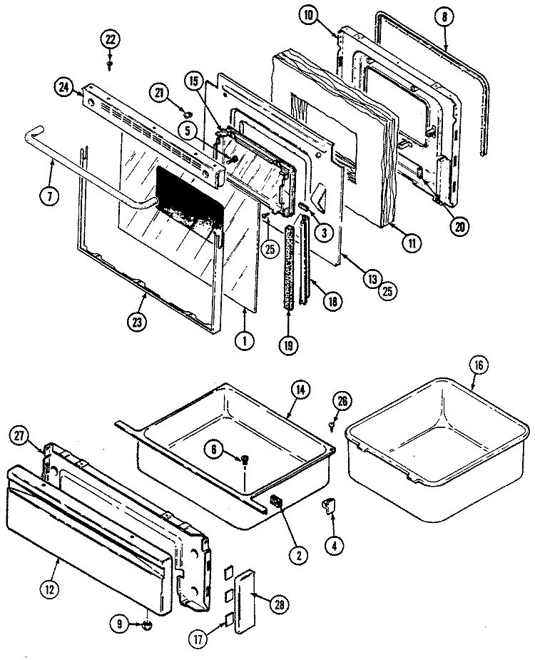 DOOR / DRAWER (CRE9500ACE, CRE9500ADE) Diagram and Parts List for CRE9500ACE  Maytag Range