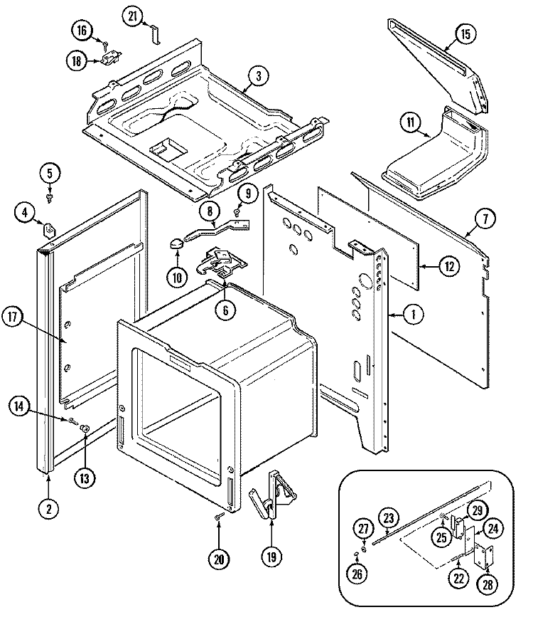 BODY Diagram and Parts List for CRG9700AAW  Maytag Range