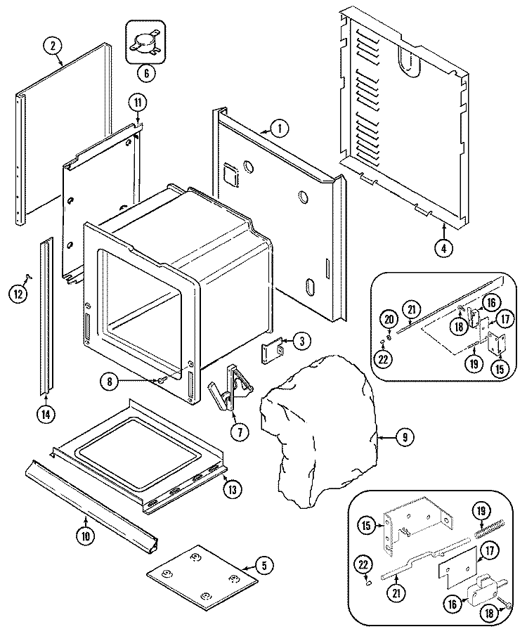 BODY Diagram and Parts List for CWE9000BDB  Maytag Wall Oven