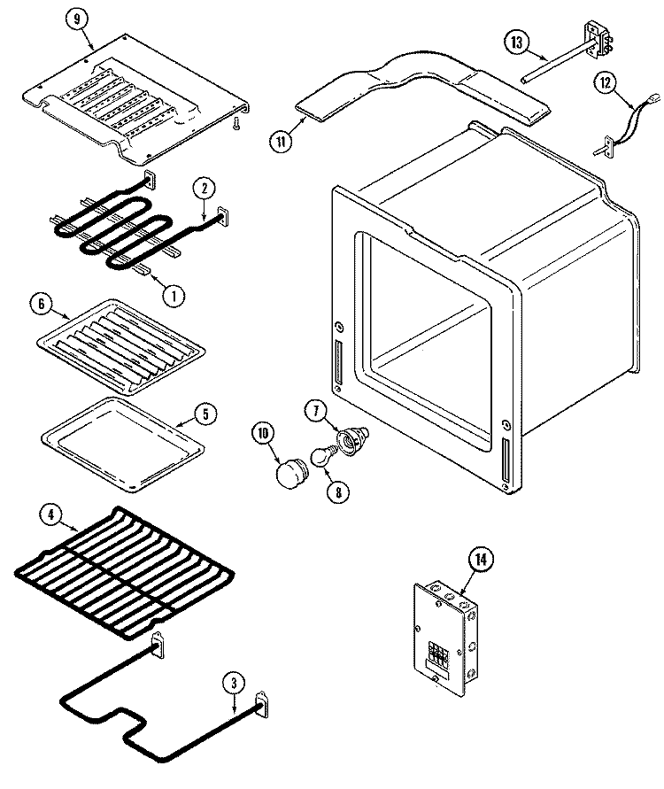 OVEN Diagram and Parts List for CWE9000BDB  Maytag Wall Oven
