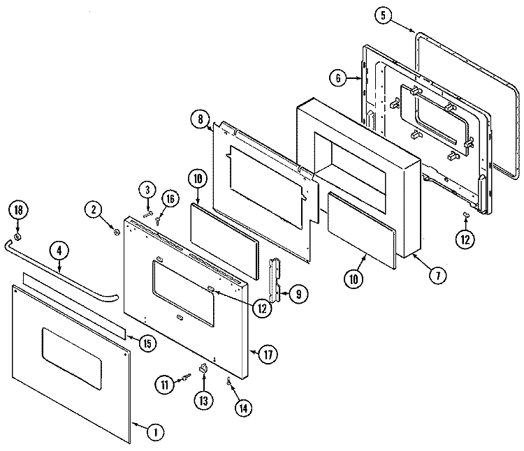 DOOR Diagram and Parts List for CWE9030DDB  Maytag Wall Oven