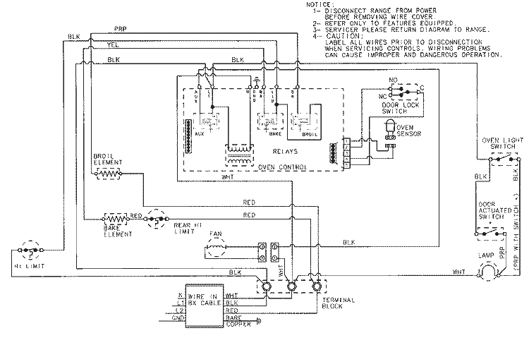 WIRING INFORMATION Diagram and Parts List for 9875XYB  Magic Chef Wall Oven