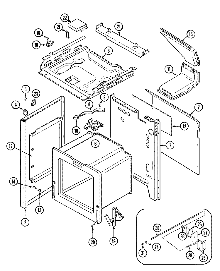 BODY Diagram and Parts List for CRG9600AAW  Maytag Range