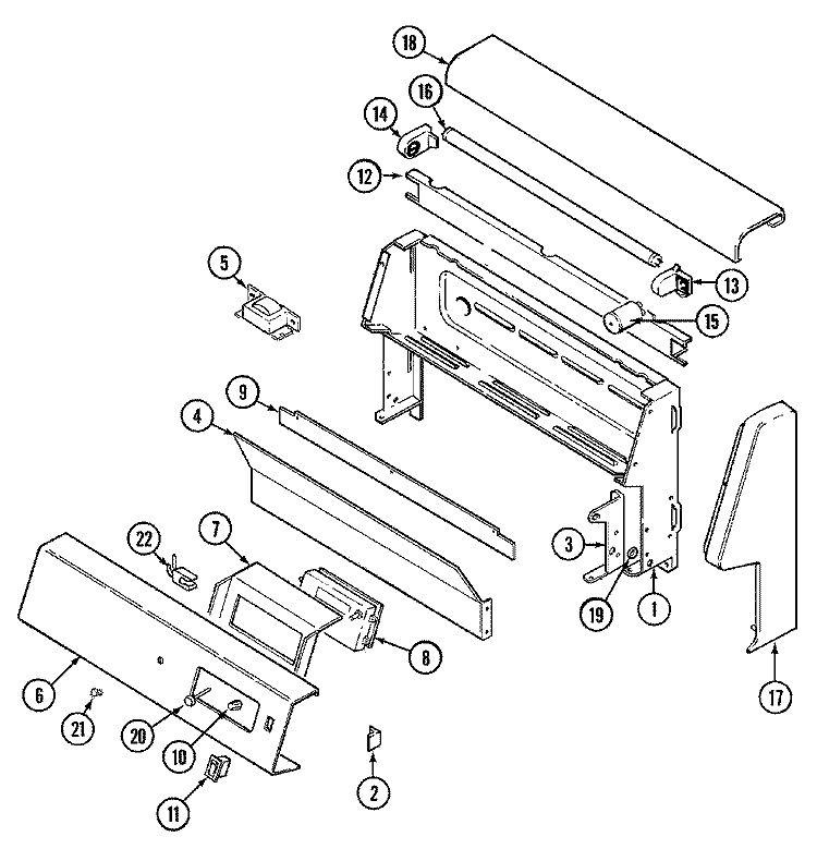 CONTROL PANEL Diagram and Parts List for CRG7700AAL  Maytag Range