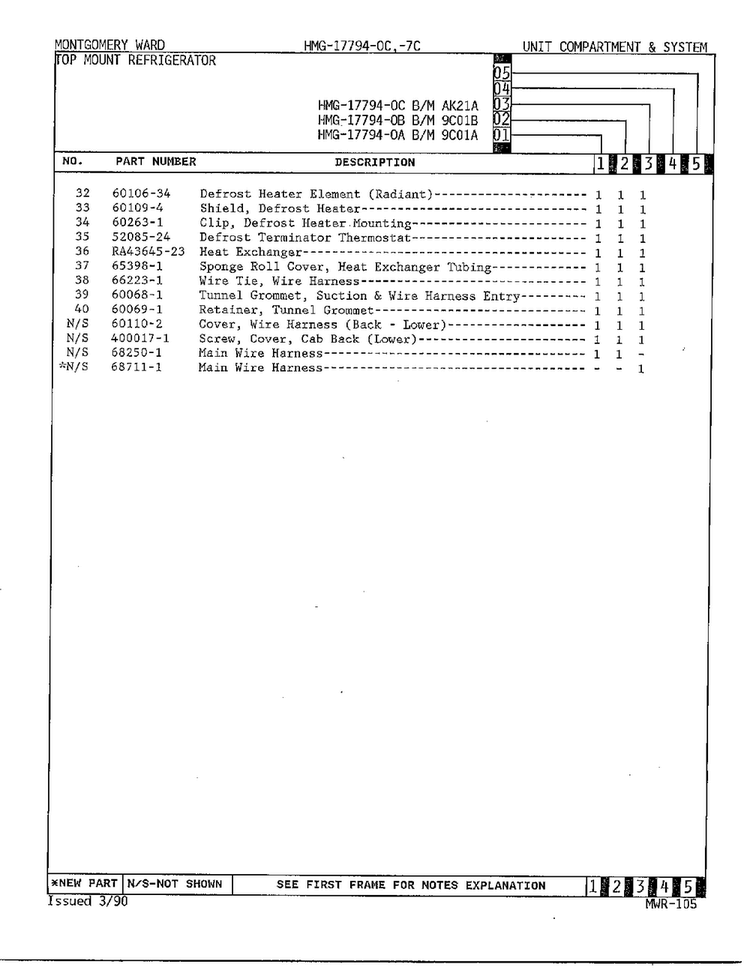 Unit Compartment And System Page 3 Diagram and Parts List for 17794A  Admiral Refrigerator