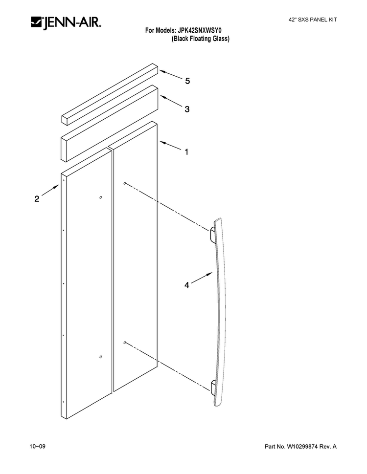 Panel Kit Parts Diagram and Parts List for JPK42SNXWSY0  Jenn-Air Refrigerator