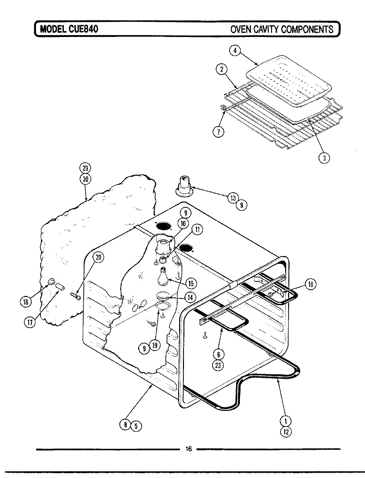 OVEN CAVITY & COMPONENTS Diagram and Parts List for CUE840  Maytag Range