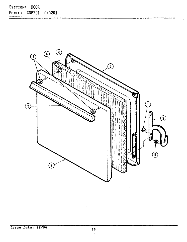 DOOR Diagram and Parts List for CNG2010AAW  Maytag Range
