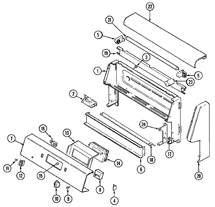 CONTROL PANEL Diagram and Parts List for CRE8700ADL  Maytag Range