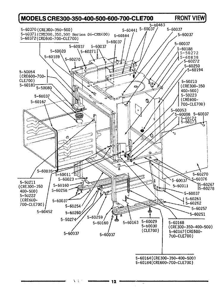 FRONT VIEW Diagram and Parts List for CLE700  Maytag Microwave Oven Combo