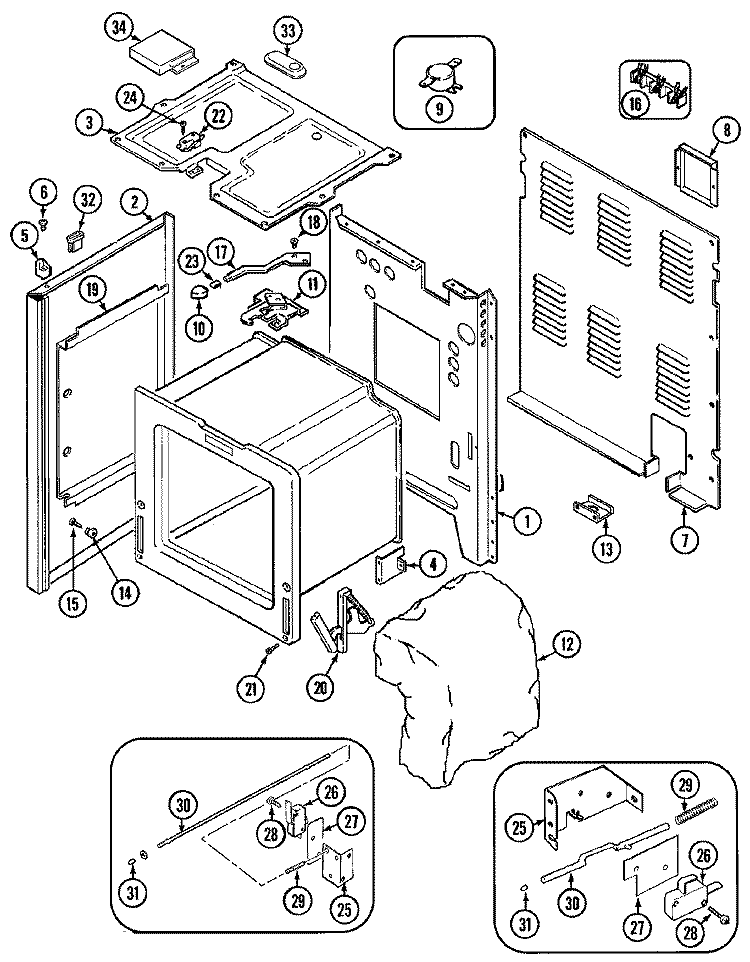 BODY Diagram and Parts List for CRE8600ACL  Maytag Range