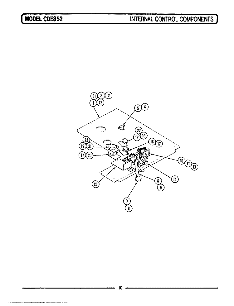 INTERNAL CONTROLS Diagram and Parts List for CDE852  Maytag Range