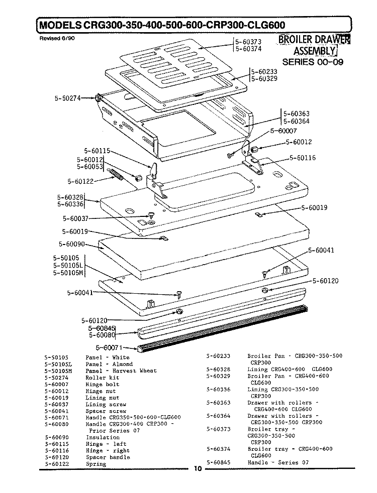 BROILER DRAWER Diagram and Parts List for GCRG600  Maytag Range