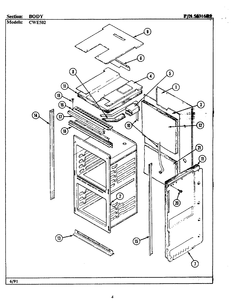 BODY (CWE502) Diagram and Parts List for CWE502  Maytag Wall Oven