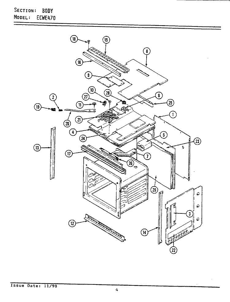 BODY (ECWE470) Diagram and Parts List for ECWE470  Maytag Wall Oven