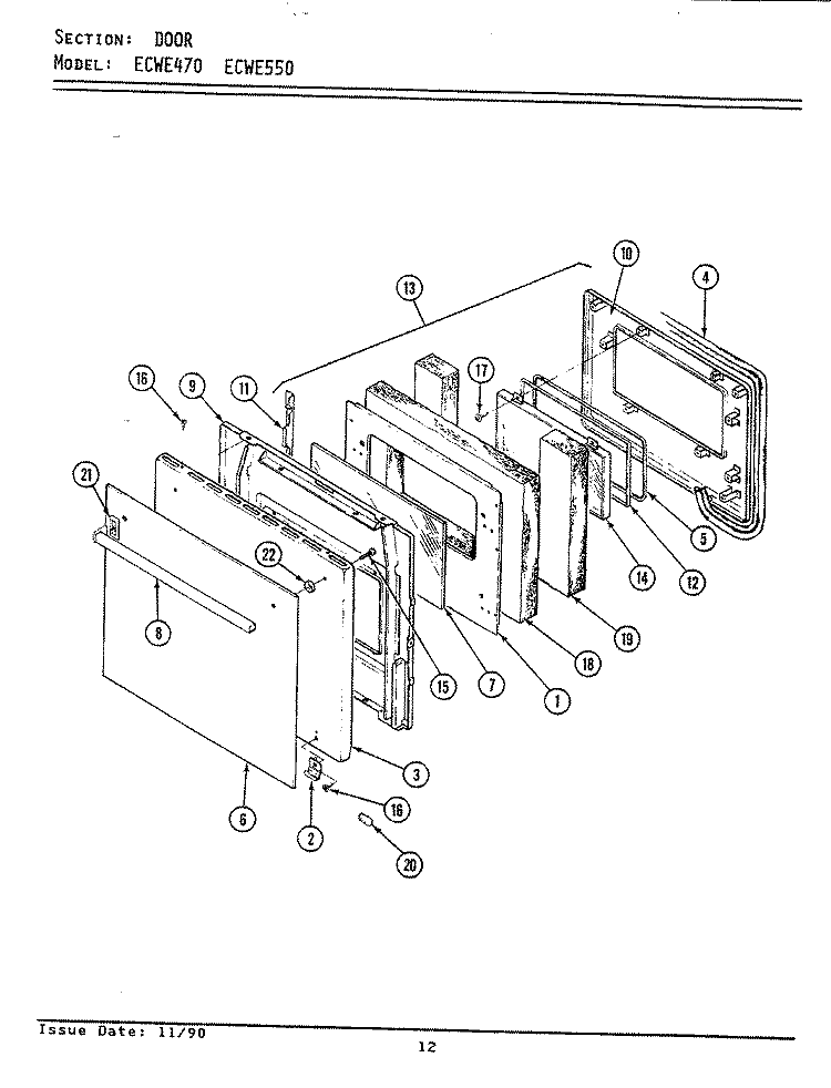 DOOR (ECWE470) Diagram and Parts List for ECWE470  Maytag Wall Oven