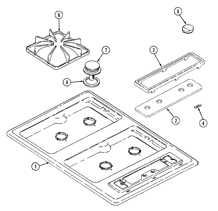 TOP ASSEMBLY Diagram and Parts List for CSG5600CAD  Maytag Cooktop