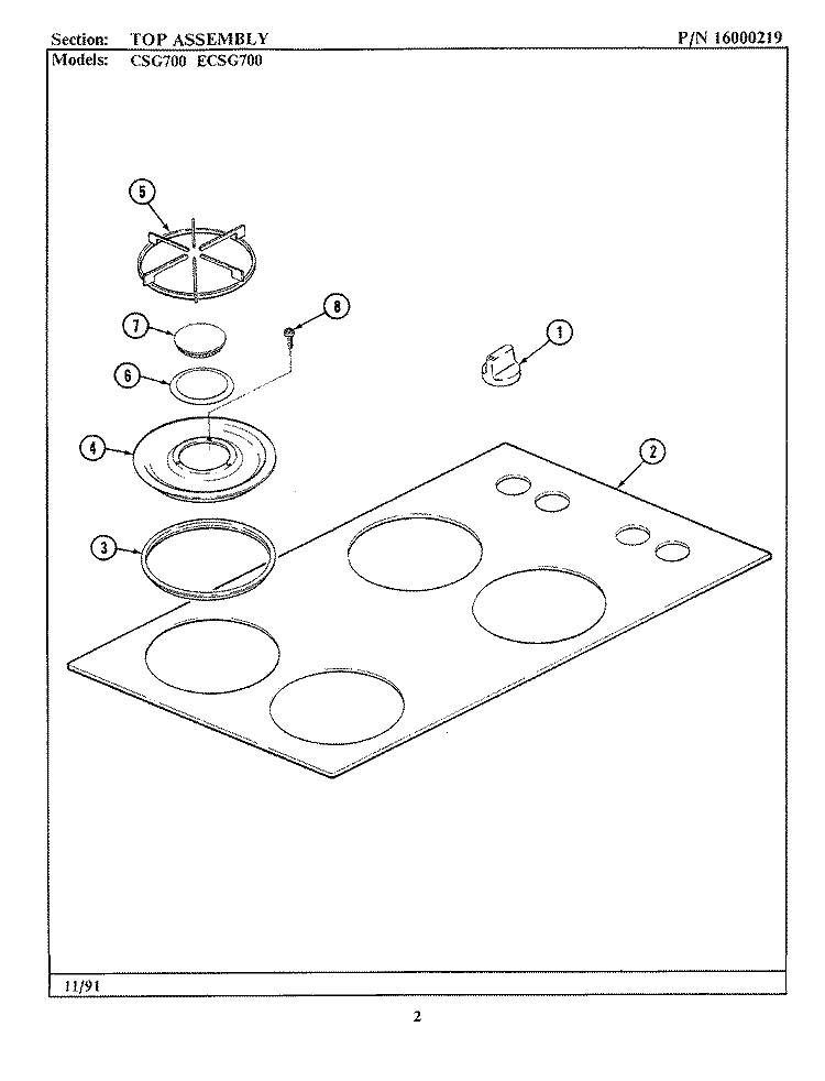 DOOR Diagram and Parts List for CFE800  Maytag Range