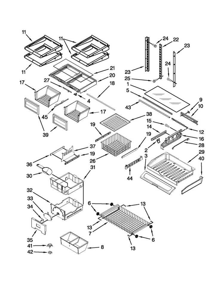 Shelf Parts Diagram and Parts List for JFC2290VPY5  Jenn-Air Refrigerator