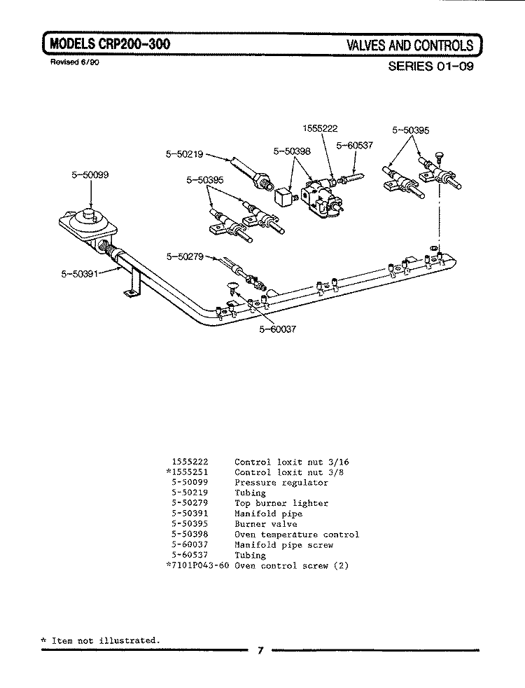 BURNERS, VALVES & CONTROLS Diagram and Parts List for CRP200B  Maytag Range