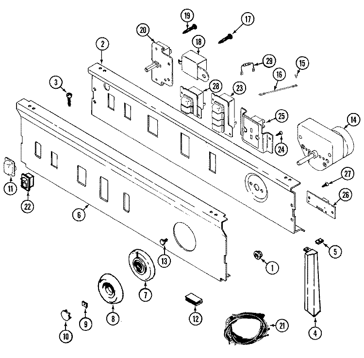 CONTROL PANEL Diagram and Parts List for LDE8824ADE  Maytag Dryer