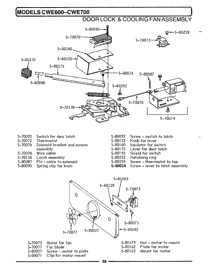 COOLING FAN ASSEMBLY Diagram and Parts List for CWE600  Maytag Wall Oven
